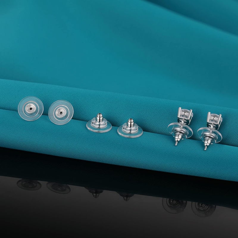Catinee 4 Pairs Earring Backs - Sterling Silver, Rubber Replacements Fit 0.028-0.039inch Post (White+Silver+Gold+Rose) - Image 5